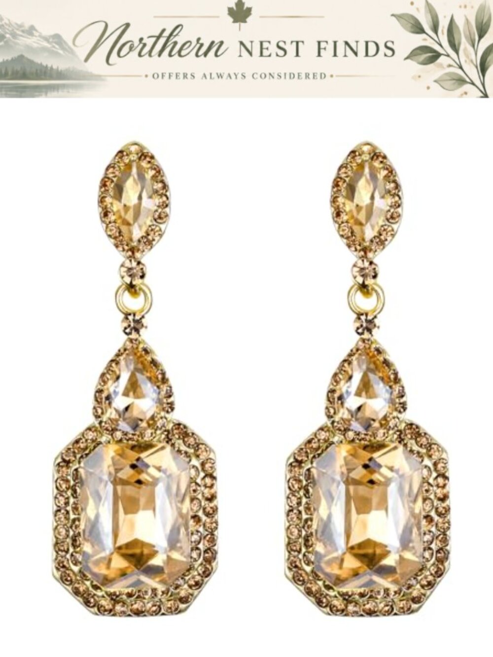 Crystal Emerald Cut Infinity Chandelier Dangle Earrings Wedding Bridal